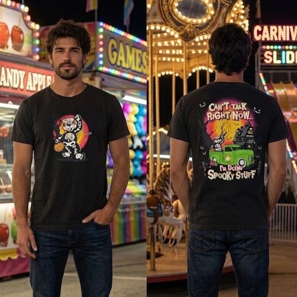 Buc-ee's Doing Spooky Stuff Halloween Shirt Men's Large 44 Chest Black Tee